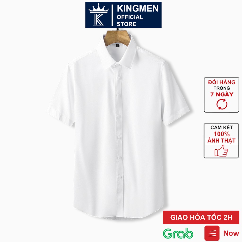 Sơ mi nam tay ngắn trắng cao cấp Hamino cộc tay chất lụa mềm mại thoải mái form rộng thoải mái F | BigBuy360 - bigbuy360.vn