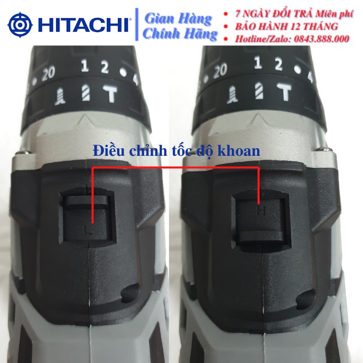 [CHÍNH HÃNG] Máy Khoan pin KHÔNG CHỔI THAN HITACHI 118V 3 chức năng, CÓ BÚA, LÕI ĐỒNG, PIN KHỦNG 10 CELL - TẶNG MŨI BẮN 