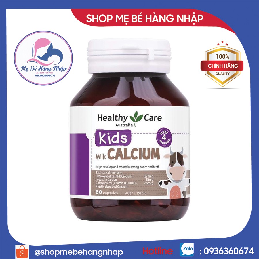 Canxi sữa Milk calcium Healthy care - Milk canxi 60v úc