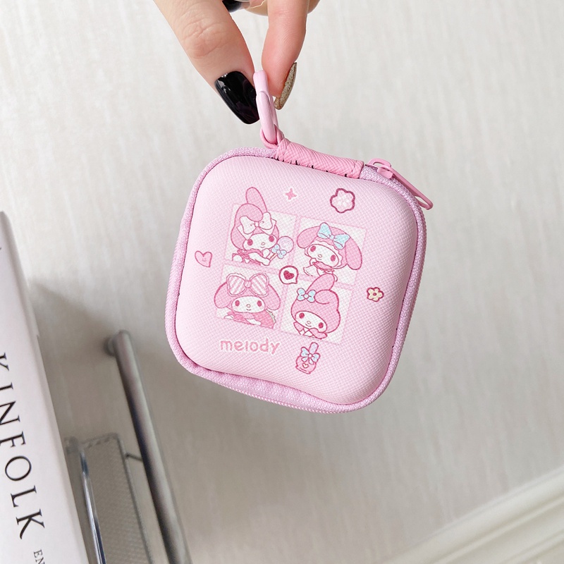 Túi Đựng Tai Nghe/ Cáp Sạc USB Mini Có Khóa Kéo Họa Tiết Hoạt Hình Dễ Thương