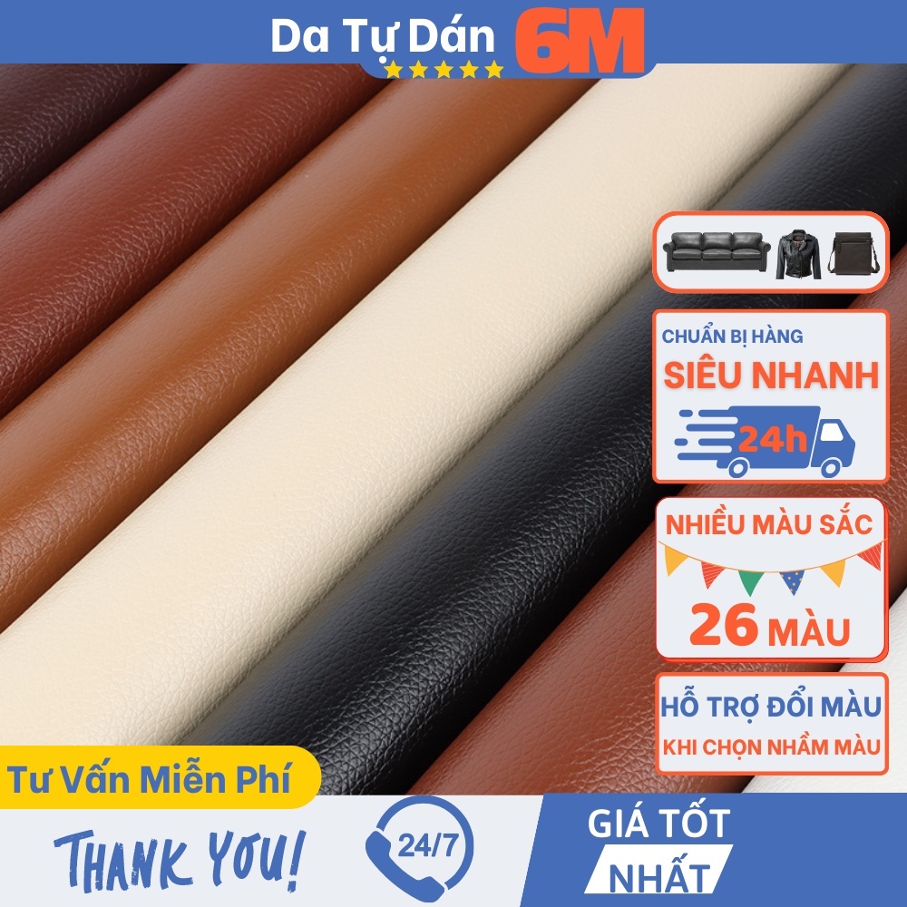 Miếng dán vải da PU tự dính sửa ghế sofa chữa đồ nội thất da cao cấp 6M