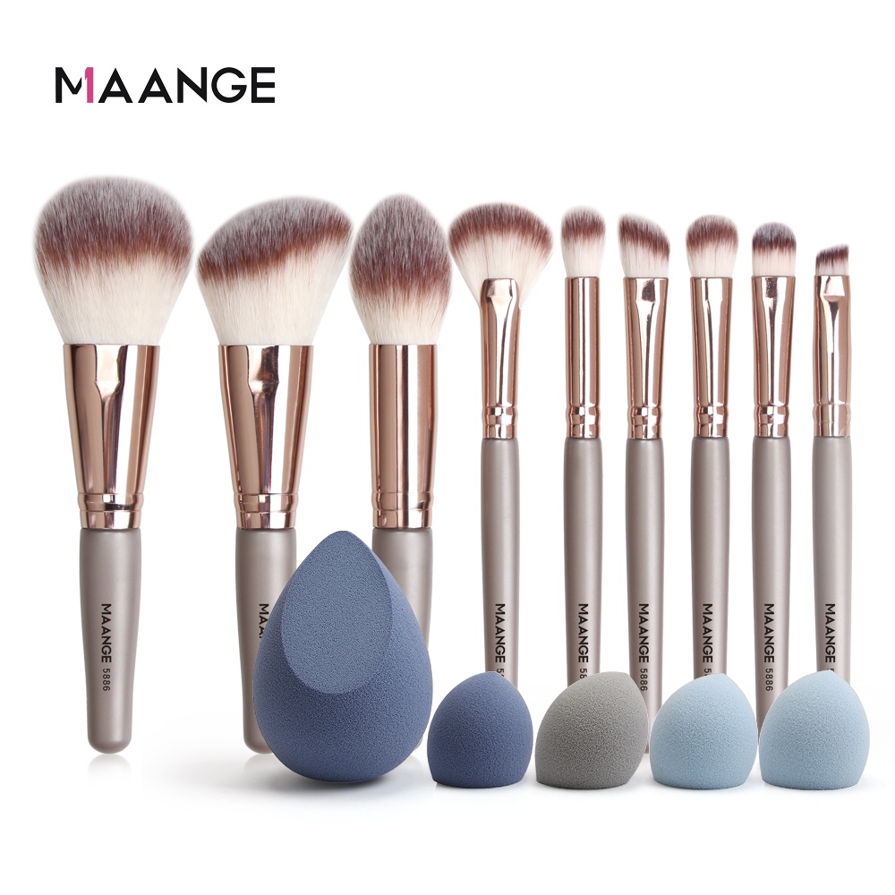 Bộ cọ trang điểm mềm mại chuyên nghiệp MAGEFY 9 gói + 5 miếng bọt biển