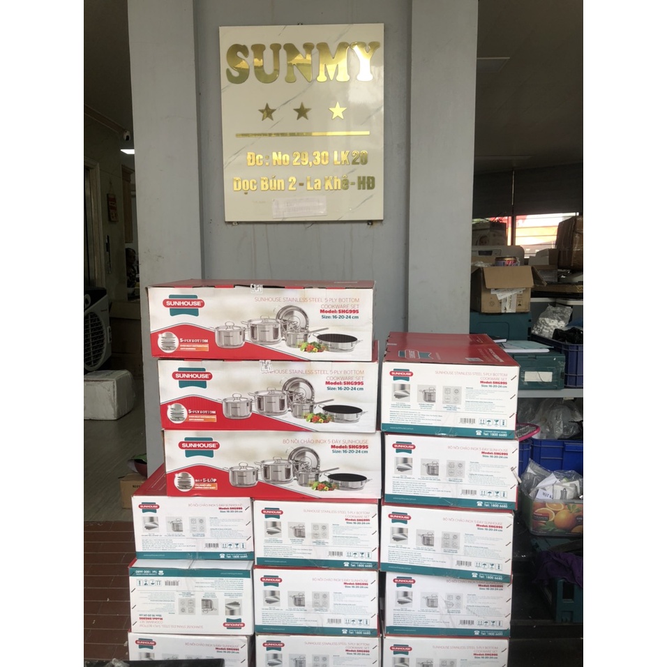 Bộ Nồi Chảo Inox Đáy Từ 5 Món Sunhouse SHG995