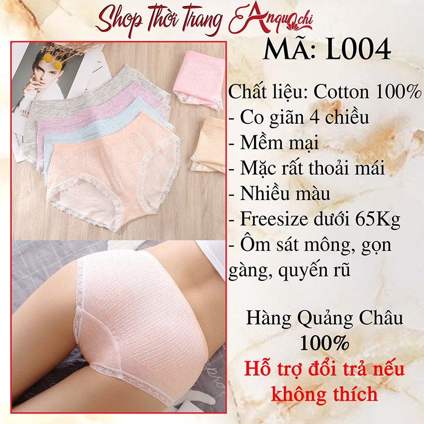 Quần lót nữ cao cấp sexy chất cotton kháng khuẩn viền ren freesize 65Kg đổ lại, Hàng Quảng Châu đẹp L004 - Anquachi | BigBuy360 - bigbuy360.vn