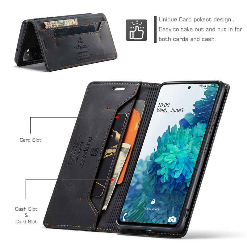 Bao da điện thoại có ngăn đựng thẻ tiện lợi cho Samsung S21 S20 Ultra Plus S10 S9 S8 Plus