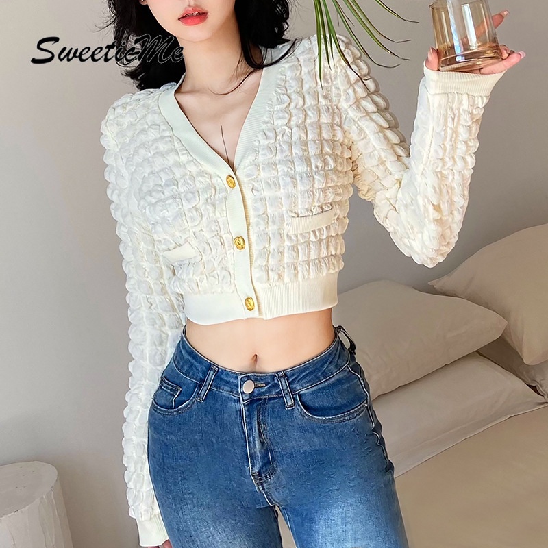 Áo Cardigan Dệt Kim Tay Dài Dáng Ôm Màu Trơn Thời Trang   Quyến Rũ Cho Nữ