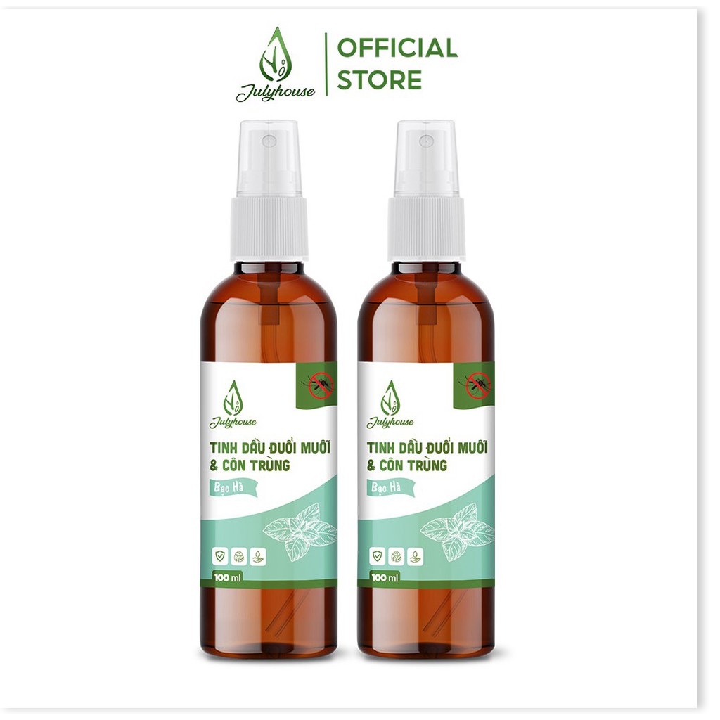 Bộ 2 bình xịt đuổi muỗi tinh dầu bạc hà 100ml/chai JULYHOUSE