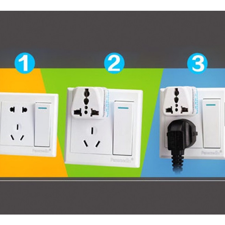 Ổ Chuyển Đổi Phích Cắm Từ 3 Chân Sang 2 Chân Nguồn 220V Màu Trắng chân tròn