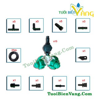 Hệ thống 15 Bec tưới phun sương cho hoa lan, cây cảnh,  diện tích 20 - 25m2