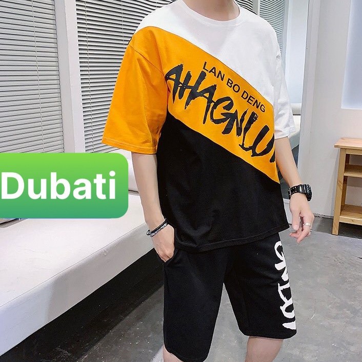 ĐỒ BỘ THỂ THAO NAM HỌA TIẾT CHỮ LANBO 2 MÀU, SET ĐỒ BỘ THỂ THAO CHẤT VẢI MỊN MÁT- DUBATI FASHION
