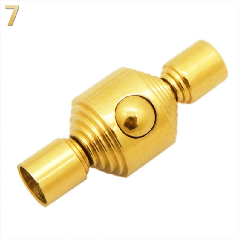 Dây da có gắn khóa thép không gỉ hình tròn/trái tim màu vàng sáng tạo