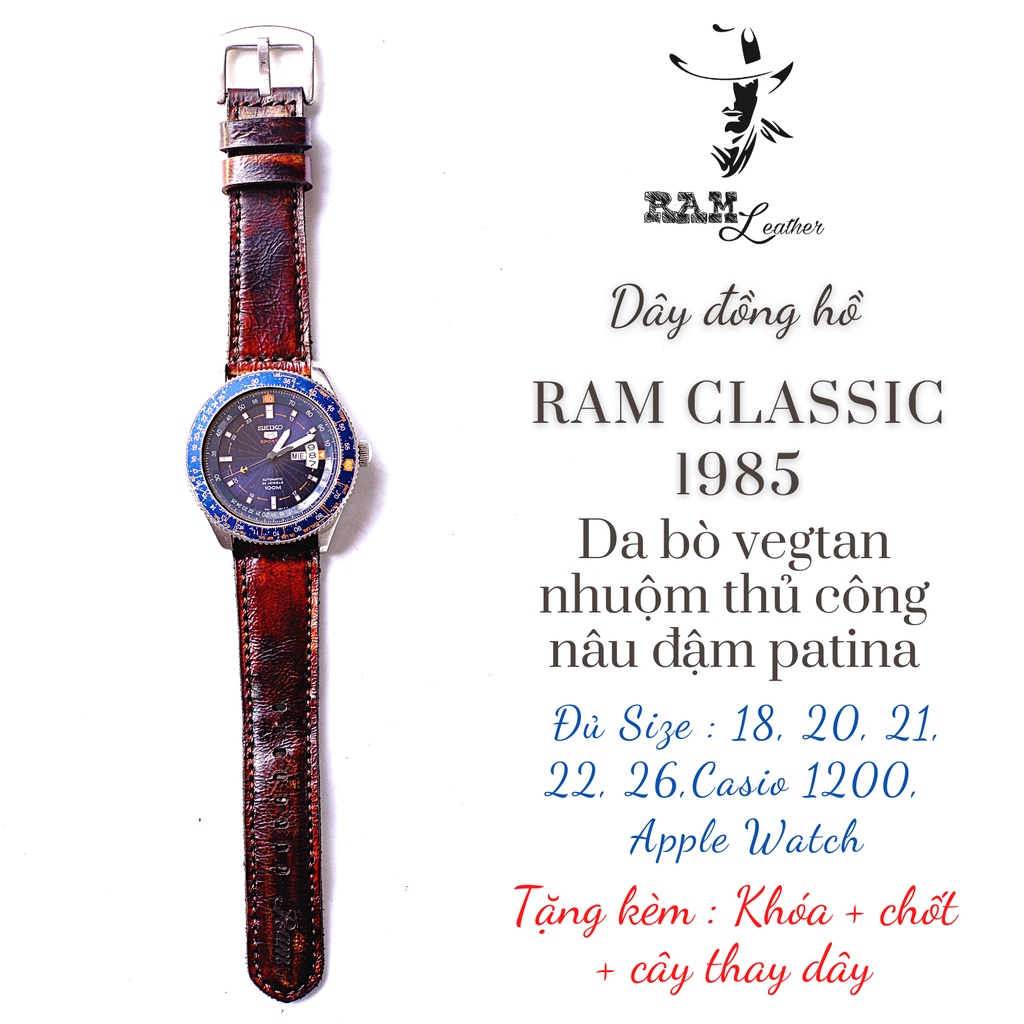 Dây đồng hồ RAM Leather vintage 1985 da bò thật