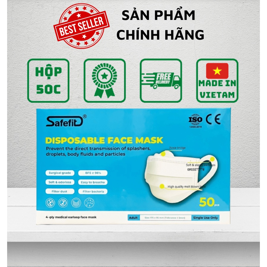 Khẩu trang y tế Tâm Thiện Chí safefit hộp 50 chiếc