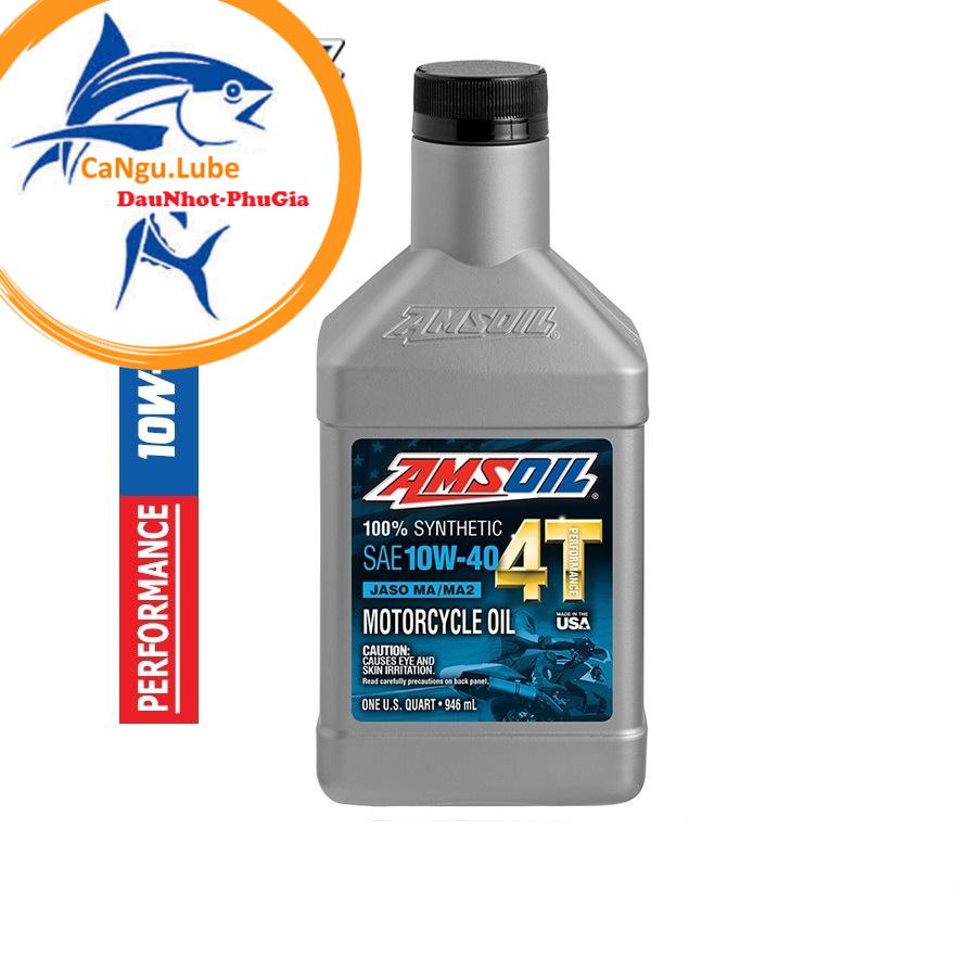 [MUA KÈM SÚC ĐỘNG CƠ BZ]  Nhớt Amsoil Performance 4T 10W-40 946ml, nhớt Amsoil 4T 10W40 chai 946ml Made in USA