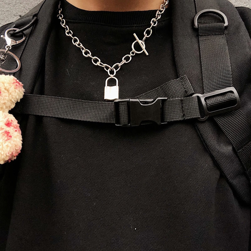 Dây chuyền phối mặt hình ổ khóa phong cách hiphop cá tính