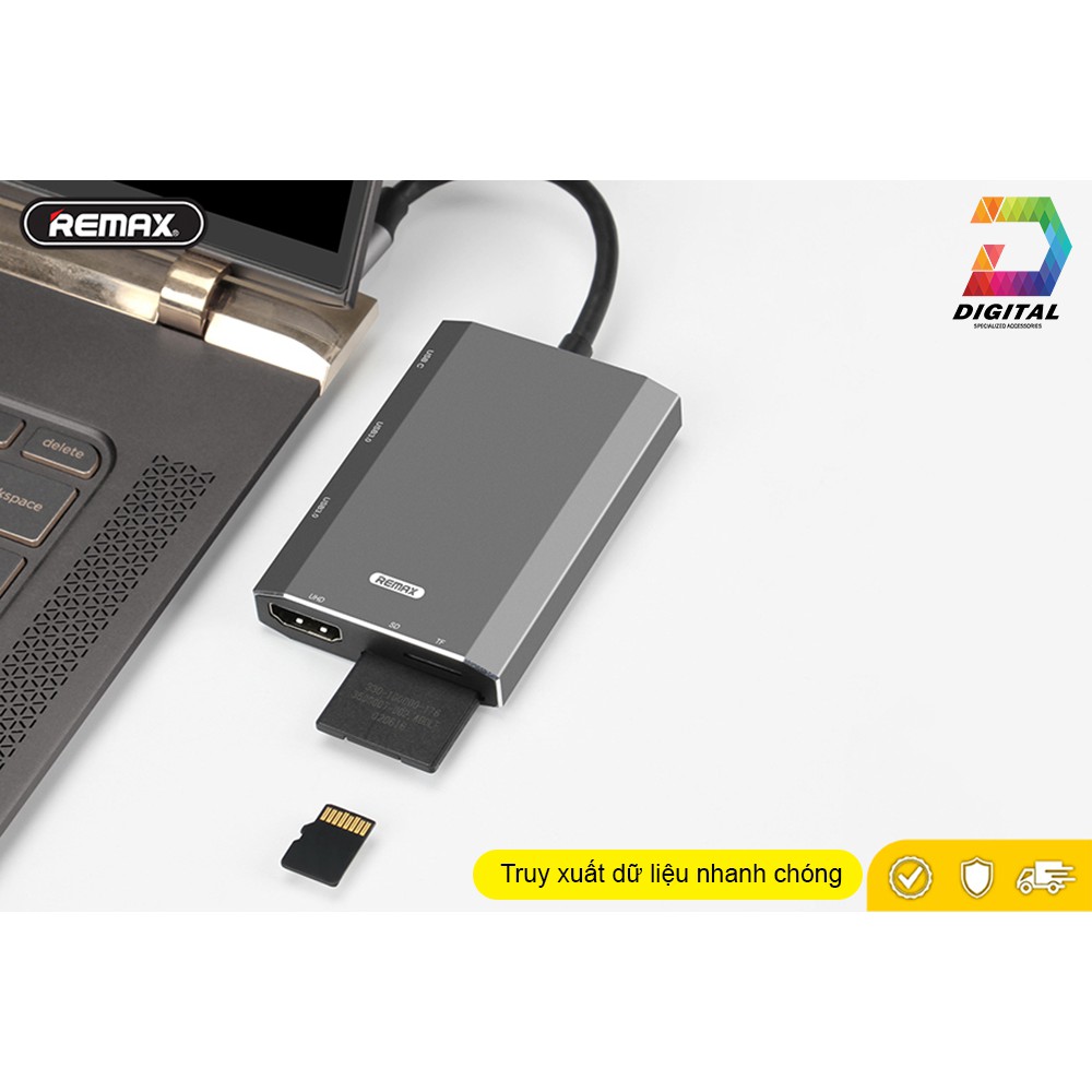 [Mã 44ELSALE2 giảm 7% đơn 300K] HUB Chuyển Type-C Ra USB 3.0 / HDMI / USB C / Thẻ Nhớ Chính Hãng Remax Tốc Độ Cao