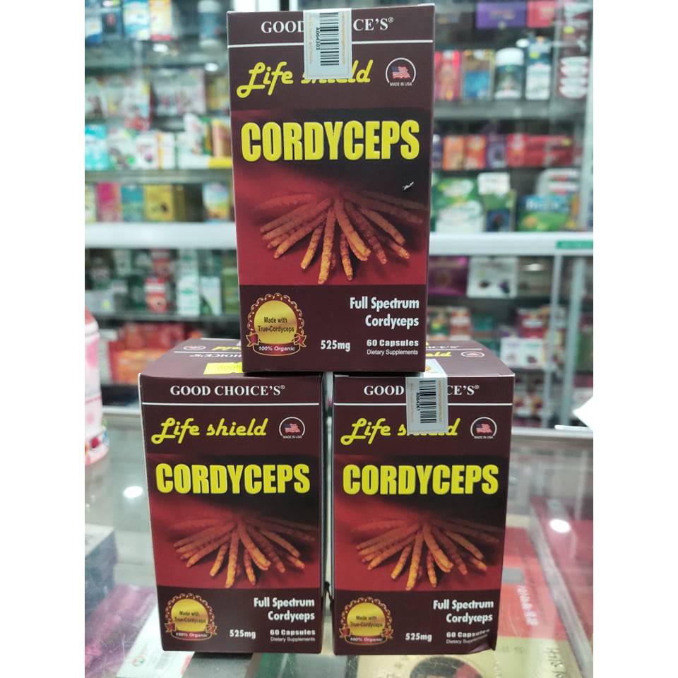 Viên uống Đông trùng hạ thảo Cordyceps LifeShield⚡Nhập khẩu Mỹ⚡Hộp 60 viên Giúp bồi bổ cơ thể và chống lão hóa
