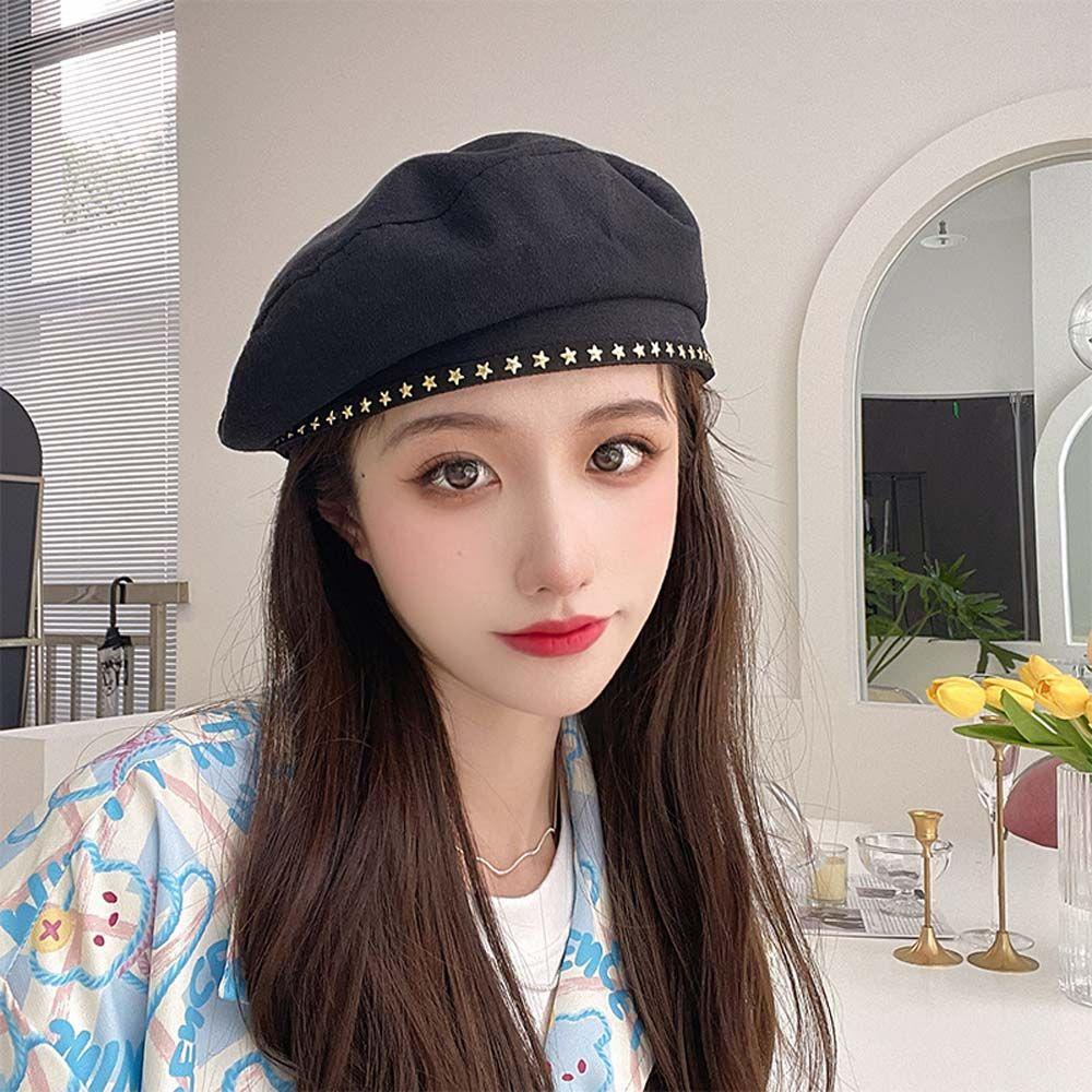 NICKOLAS Mũ Beret Họa Tiết Ngôi Sao Thời Trang Thu Đông Cho Nữ