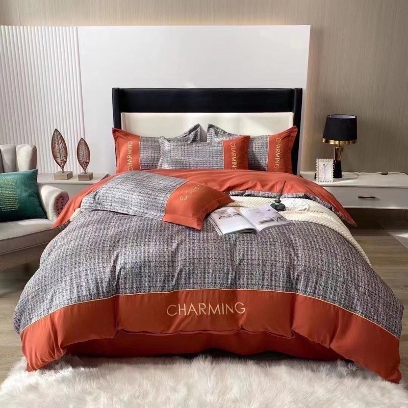 Bộ chăn ga gối Cotton- chất liệu cotton đũi đũi charming đũi mềm mại thoáng mát mùa hè phong cách hiện đại mới nhât