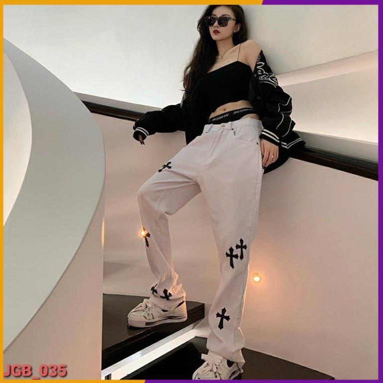 Quần Baggy Jean Nam IN THÁNH GIÁ Ống Rộng, Quần Jean Nam Ống Rộng Đẹp Cao Cấp