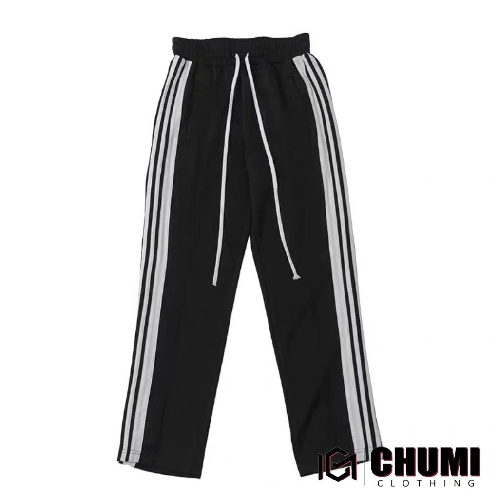 Quần ống rộng cúc poly 3 sọc nam nữ chumi chất nỉ da cá qd46