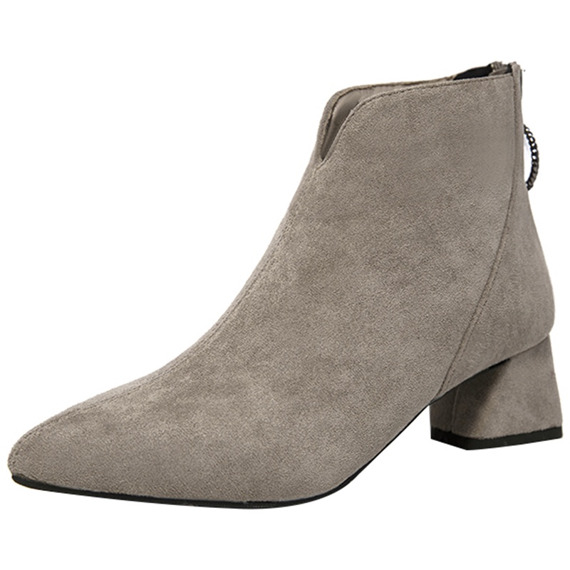 Giày bốt martin cổ thấp đế dày phối dây kéo phía sau thời trang thu đông cho nữ 202