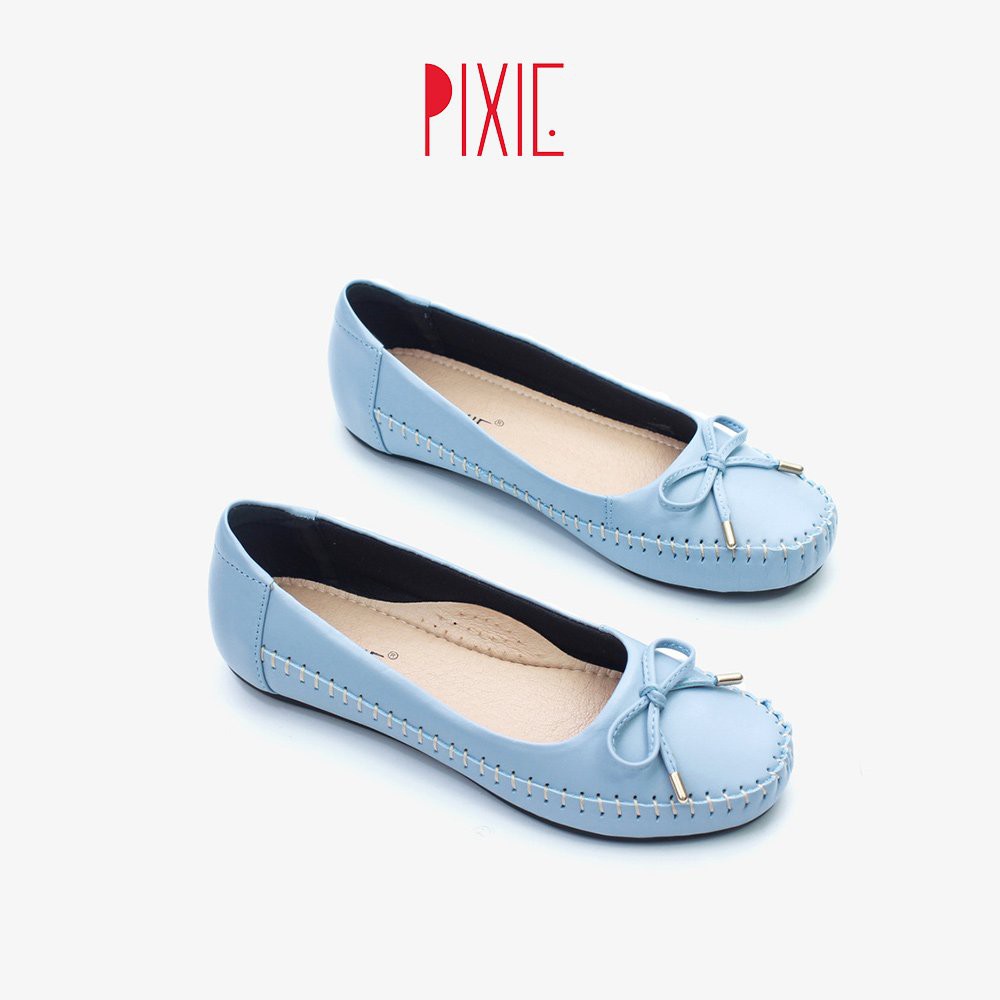 Giày Búp Bê Bệt Da Thật Siêu Êm Gắn Nơ Nhỏ Pixie X603