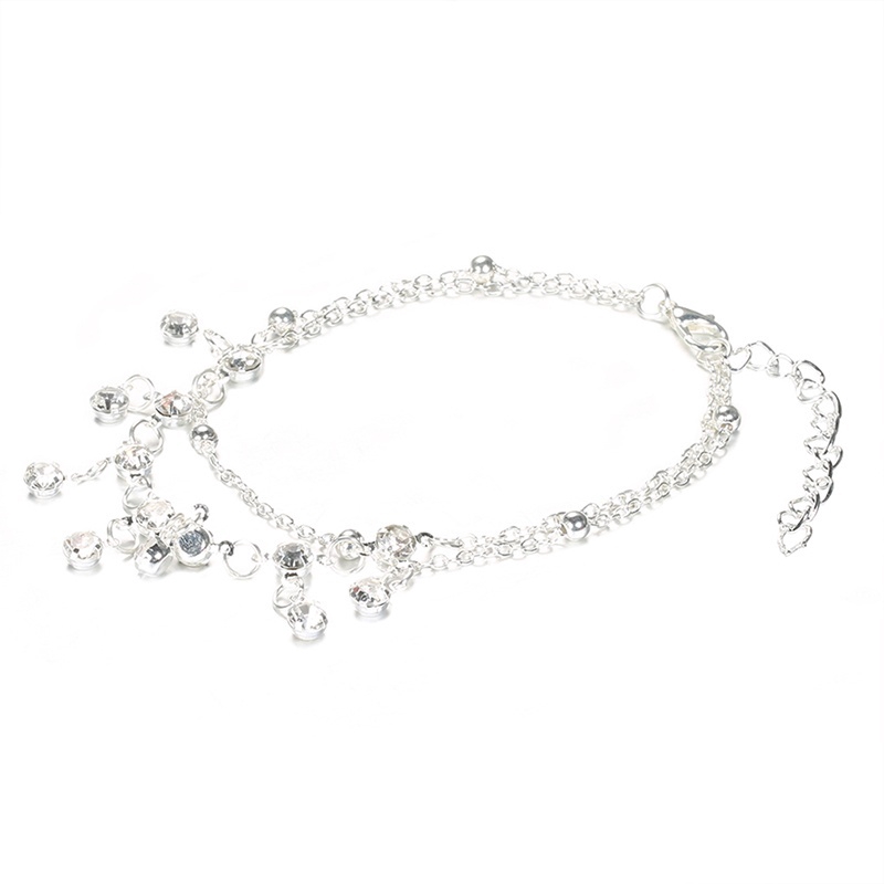 Summer Cool Beach Anklet Double Tassel Small Silver Pearl Pendant Feet | BigBuy360 - bigbuy360.vn