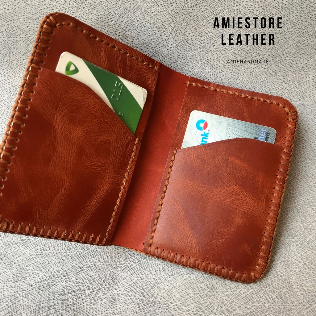 [ Uy Tín ] Ví Da Nam Đứng - Da Bò Thật - Amiestore Leather