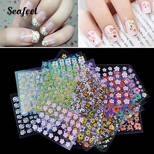 [Hàng mới về] Set 30 tờ hình dán trang trí móng nghệ thuật 3D nhiều màu sắc