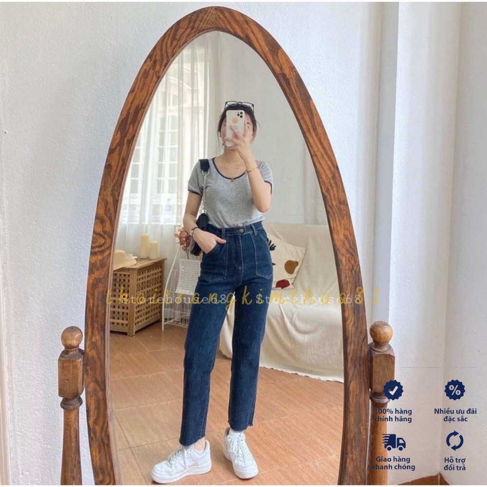 Quần jeans ống đứng cạp cao tôn dáng | BigBuy360 - bigbuy360.vn