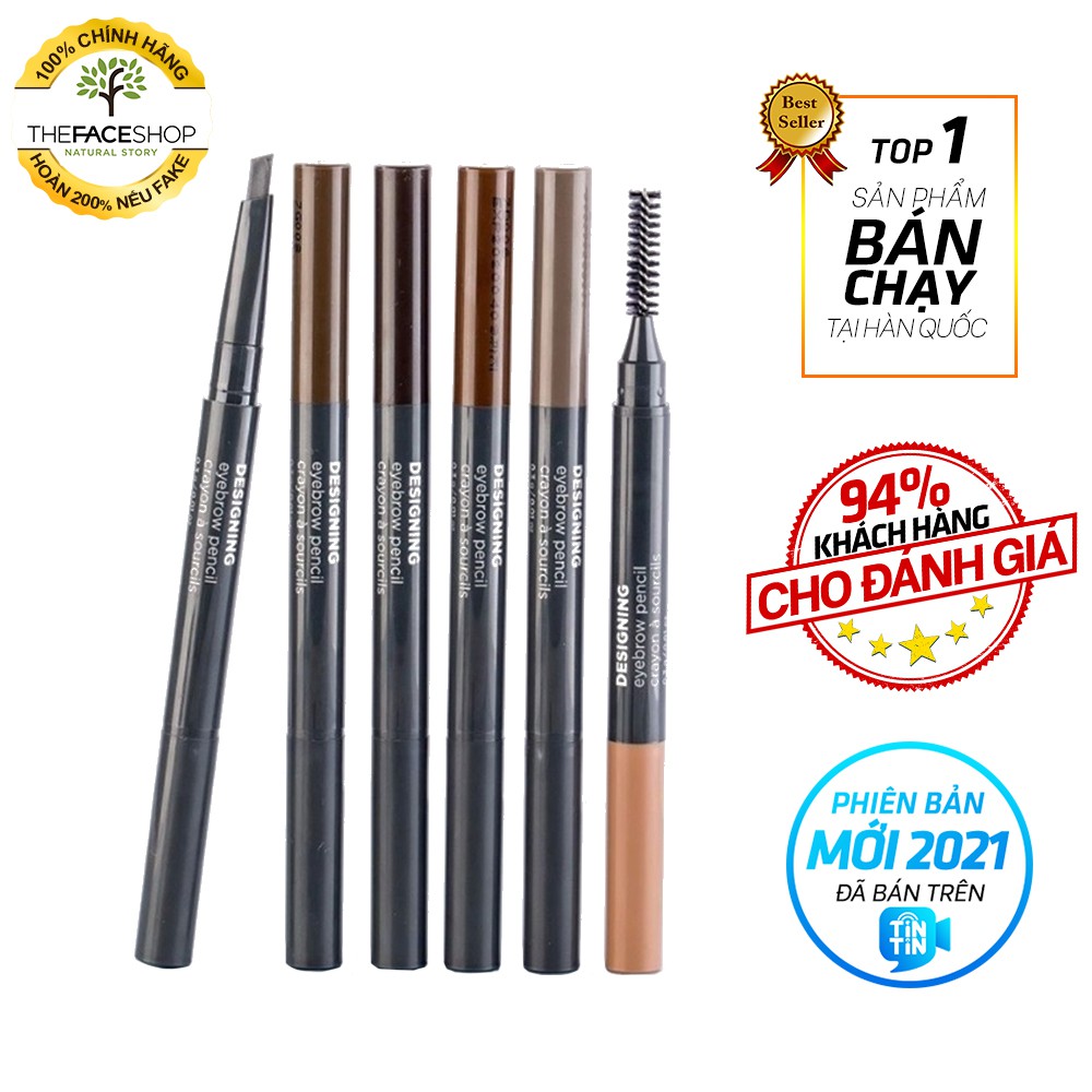 Chì Kẻ Mày 2 Đầu THE FACE SHOP Designing Eyebrow Pencil - mẫu mới