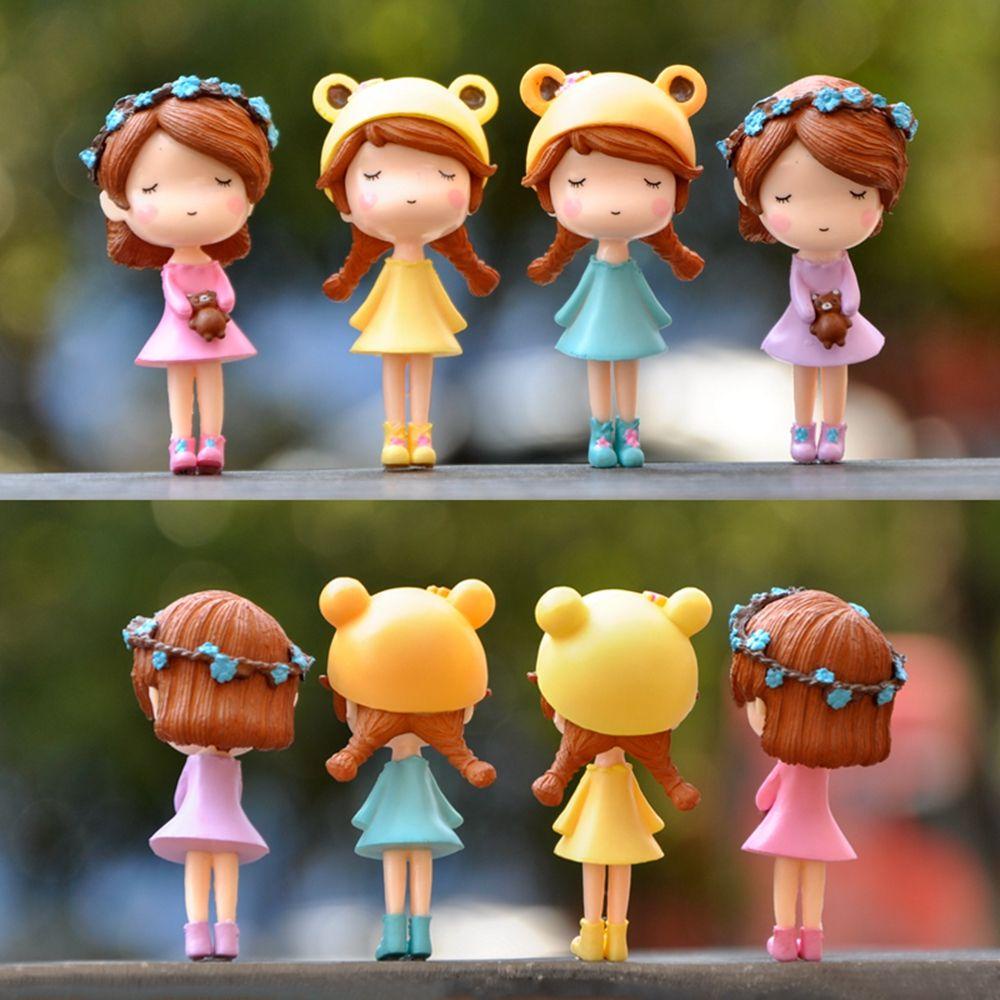 Set 4 Mô Hình Búp Bê Bé Gái Mini Bằng Nhựa PVC Trang Trí Tiểu Cảnh