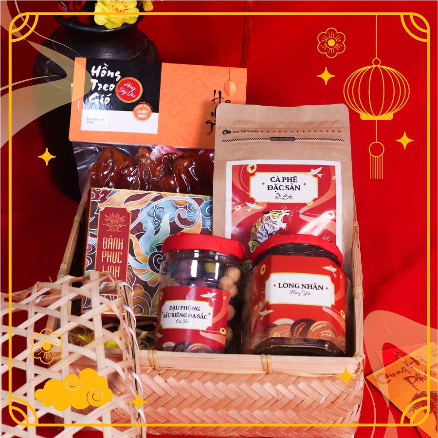 Tết An Khang 2 - Hộp quà Tết 2022 – 9 món | Giỏ mây đan tre | BigBuy360 - bigbuy360.vn