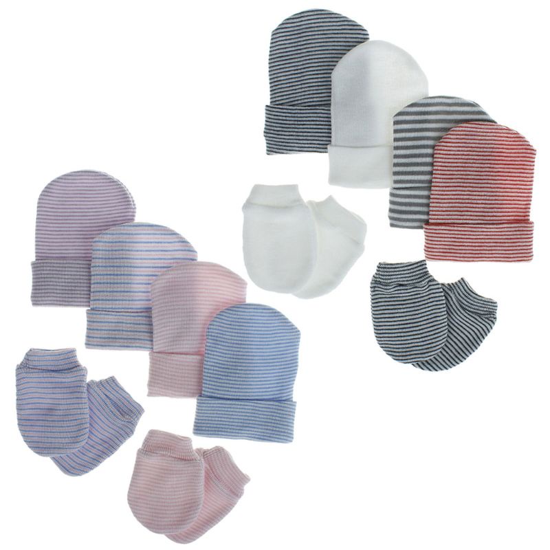 Bộ 2 Găng Tay + Mũ Dệt Kim Chống Ăn Mòn Thiết Kế Đơn Giản Dễ Thương Thời Trang Cho Bé Sơ Sinh