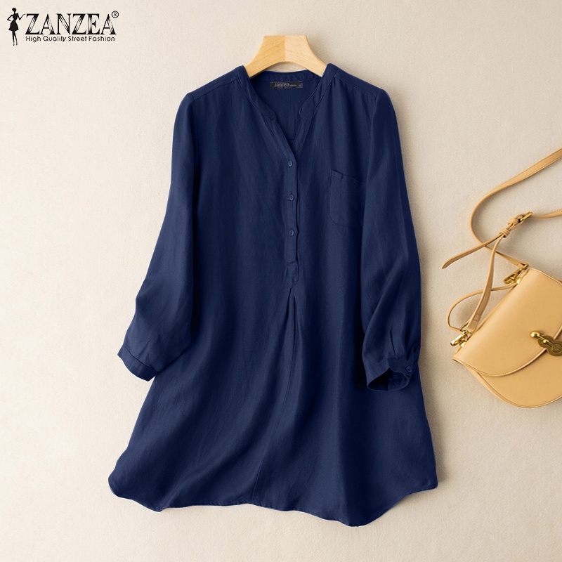 Áo sơ mi ZANZEA tay dài cổ chữ V thời trang cho nữ