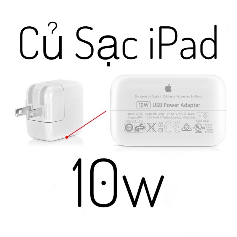 Củ Sạc 10w iPad 1/2/3/4/5/Pro/Air/Mini, Bộ Sạc Nhanh iPhone CHÍNH HÃNG Cổng USB - Hàng ZIN BÓC MÁY, Bảo Hành 12 Tháng