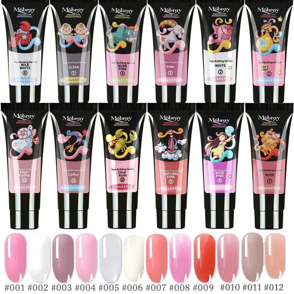 XIANSTORE Women Beauty Poly Nail Gel Kit Manicure Finger Dual Form Nail Extension Gel Set Extend Brush Builder Gel Qiuck Dry Nail Art With Nial Tips