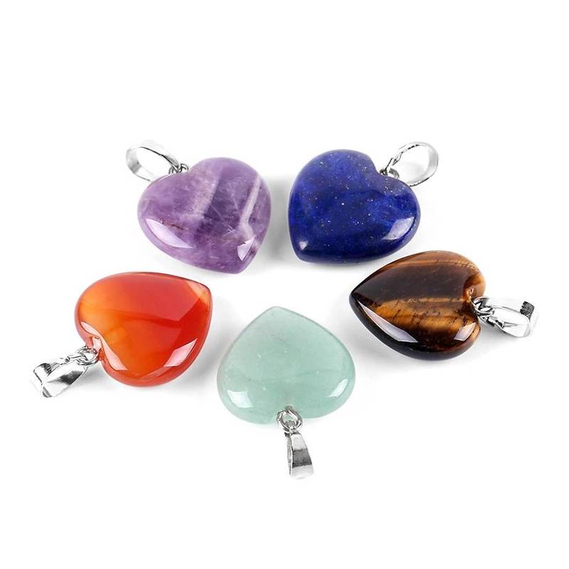 Set 1 Mặt Vòng cổ Đá Tự Nhiên Hình Trái Tim Làm Trang Sức DIY