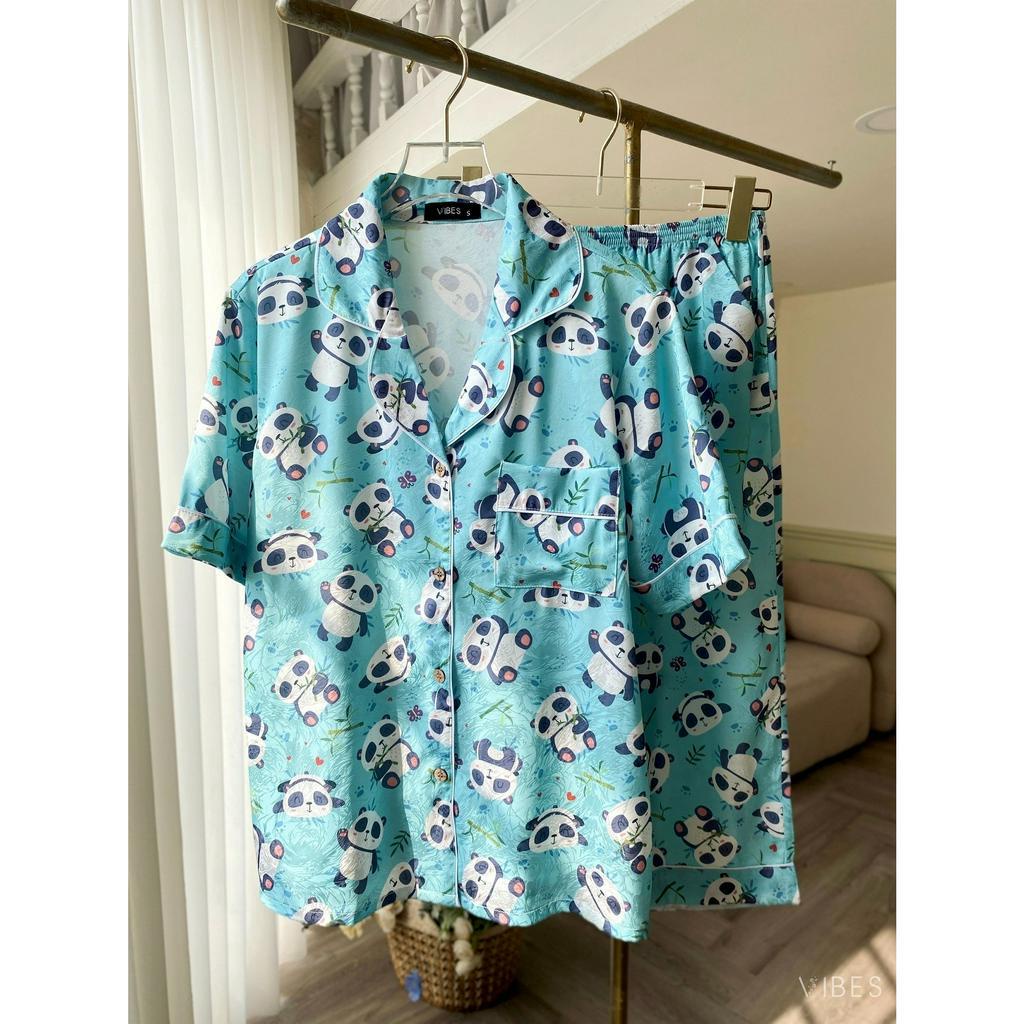 VIBES Pijama lửng lụa gấm Panda Capri Py Set