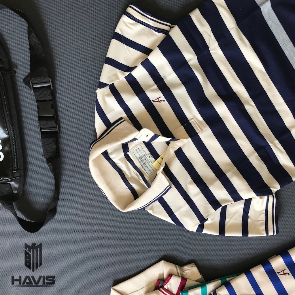 Áo thun nam Cotton Sọc logo thêu Chữ A tay bo - Thời trang Havis - ASTD019 | BigBuy360 - bigbuy360.vn