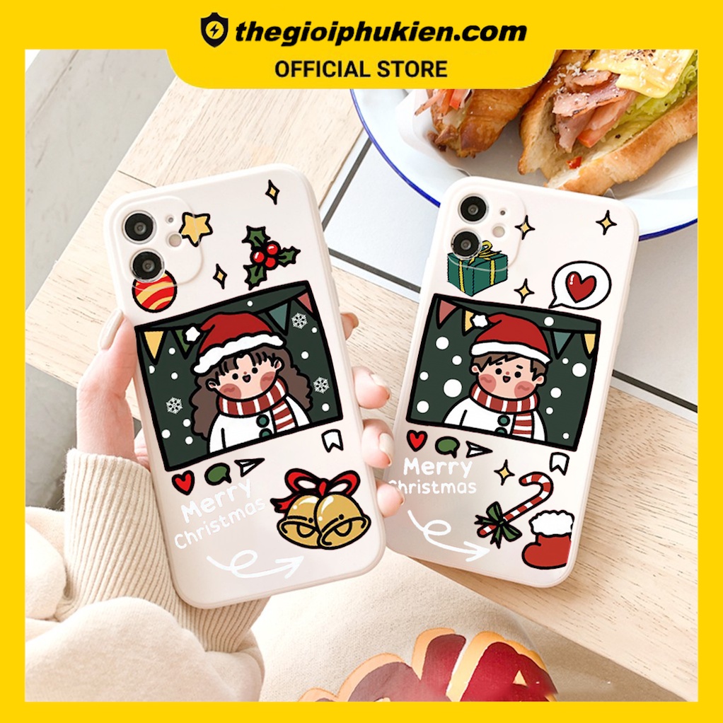 Ốp lưng iphone cạnh vuông Cặp đôi mùa đông dành cho iphone 6 đến 14promax - E111