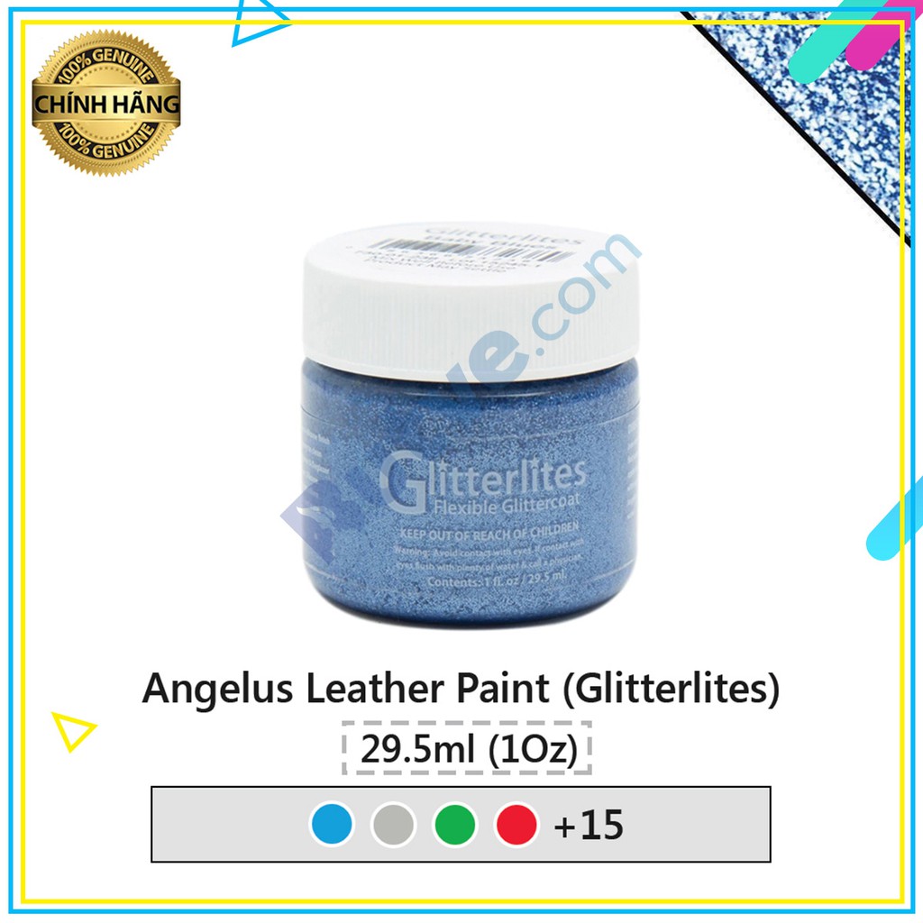 Màu acrylic kim tuyến vẽ lên da vải Angelus Leather Paint (Glitterlites) – 29.5ml (1Oz)