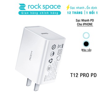 Củ sạc nhanh cho iphone Rockspace T12 pro chuẩn sạc nhanh PD 20W, cổng ra typeC hàng chính hãng bảo hành 12 tháng