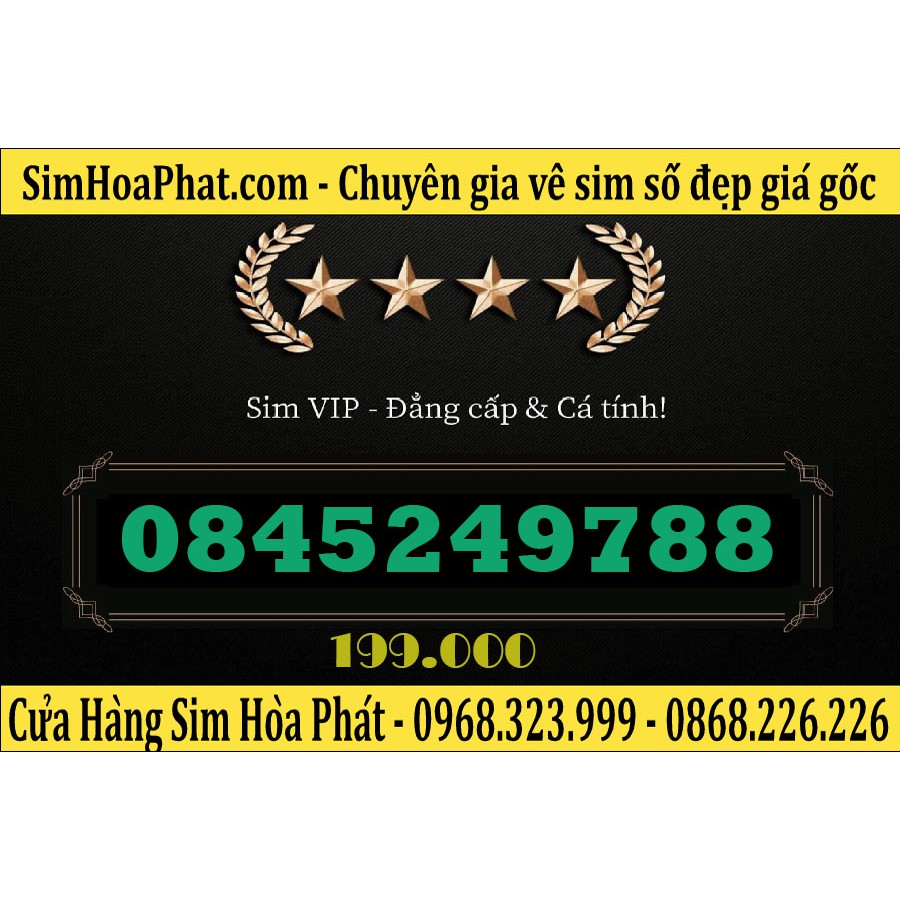 Bán Sim Số Đẹp Vinaphone 0845249788 Giá 199.000