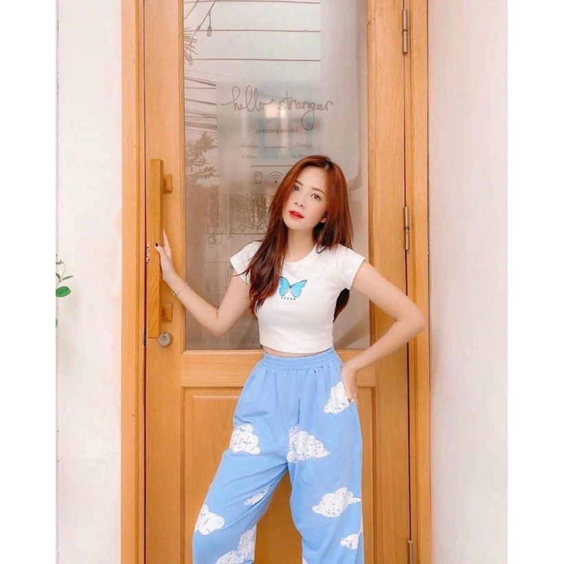 Quần Ống Rộng Dáng Suông Đám Mây Mát Mẻ Hình In Dễ Thương Cute Hot [New Unisex]