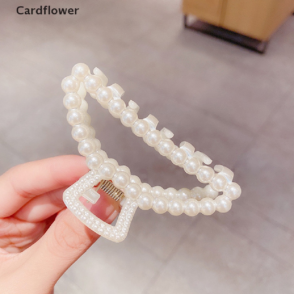 &lt; Cardflower &gt; Kẹp Tóc Móng Vuốt Cỡ Lớn Bằng Acrylic Đính Ngọc Trai Trang Điểm Tạo Kiểu Đa Dạng