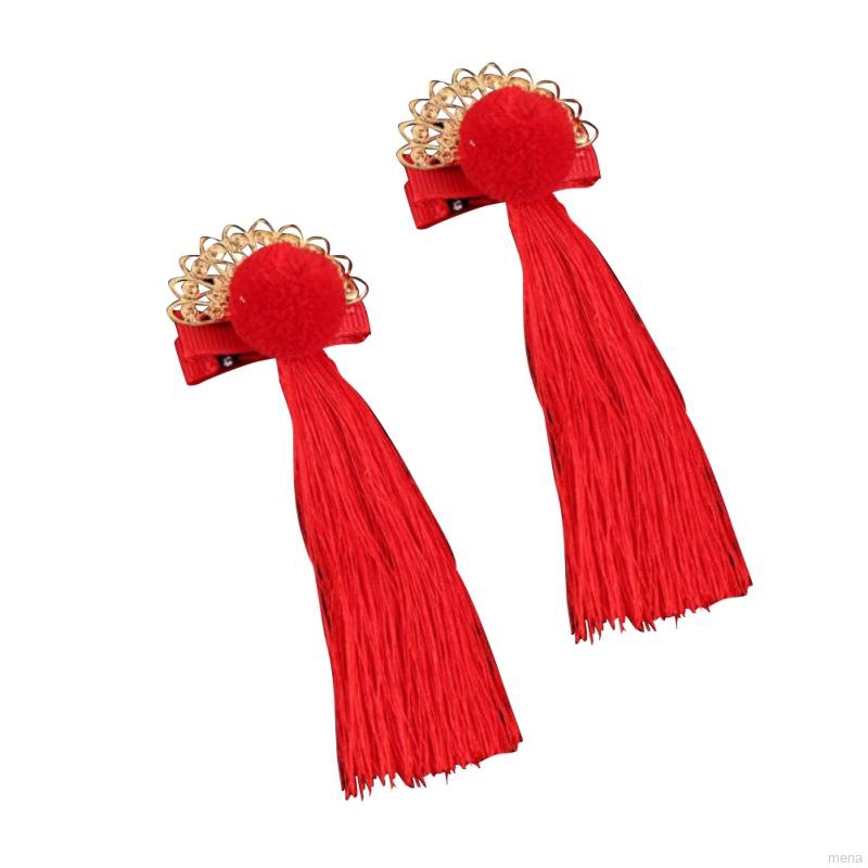 Set 2 Kẹp Tóc Tua Rua Phong Cách Trung Hoa Cho Bé Gái