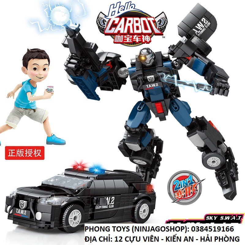 Lắp ráp xếp hình LEGO City Carbot 9002 : Xe cảnh sát SWAT biến hình Người máy 2 in 1 554 mảnh