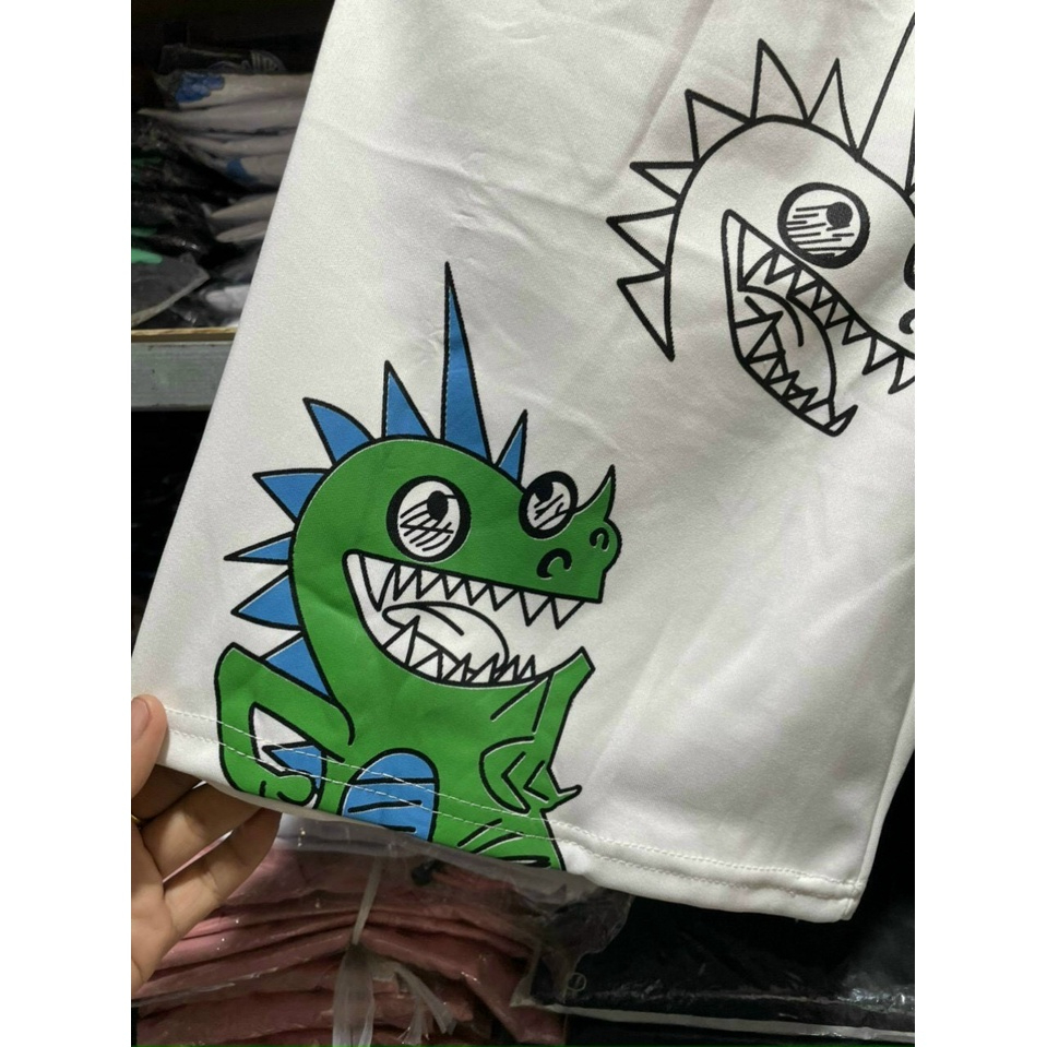 Quần short chất nỉ KHỦNG LONG mềm mịn Quần đùi chất nỉ da cá Nam nữ đều mặc được Co Giãn 4 Chiều Hoạ Tiết